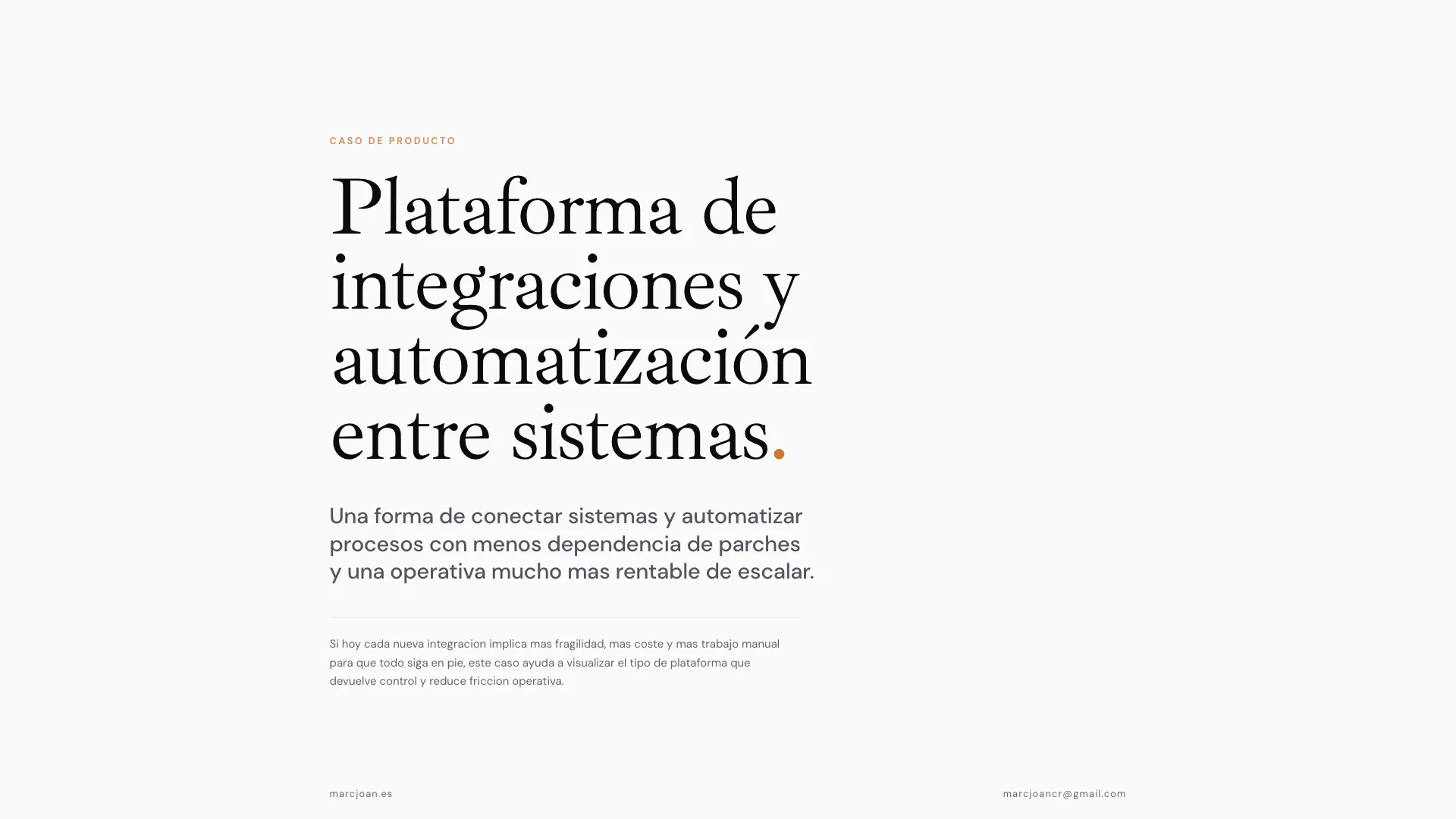 Portada visual del caso de una plataforma de integraciones y automatización entre sistemas.