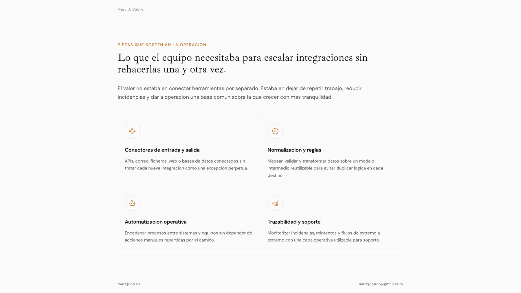 Slide exportada con las piezas que sostienen una plataforma de integraciones y automatización.