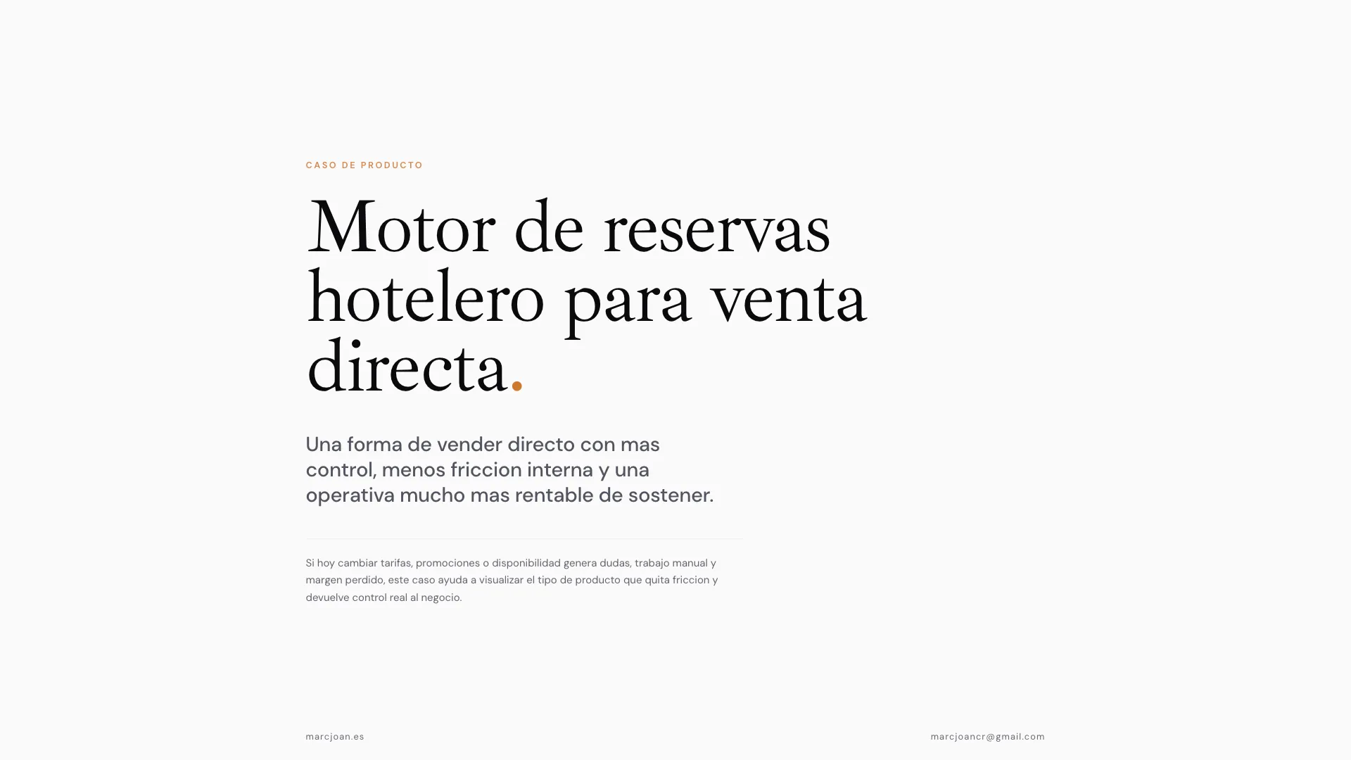 Portada visual del caso de un motor de reservas hotelero para venta directa.