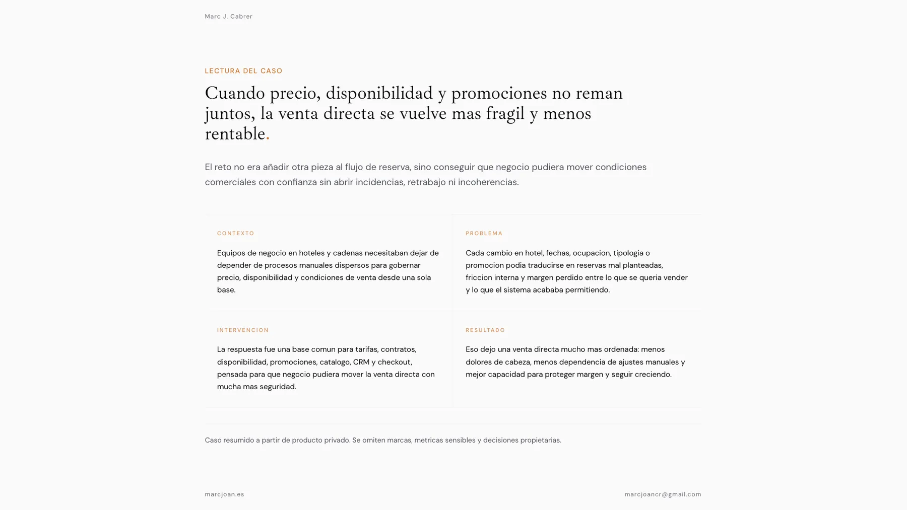 Slide exportada sobre la pérdida de control cuando precio, disponibilidad y promociones no están alineados.