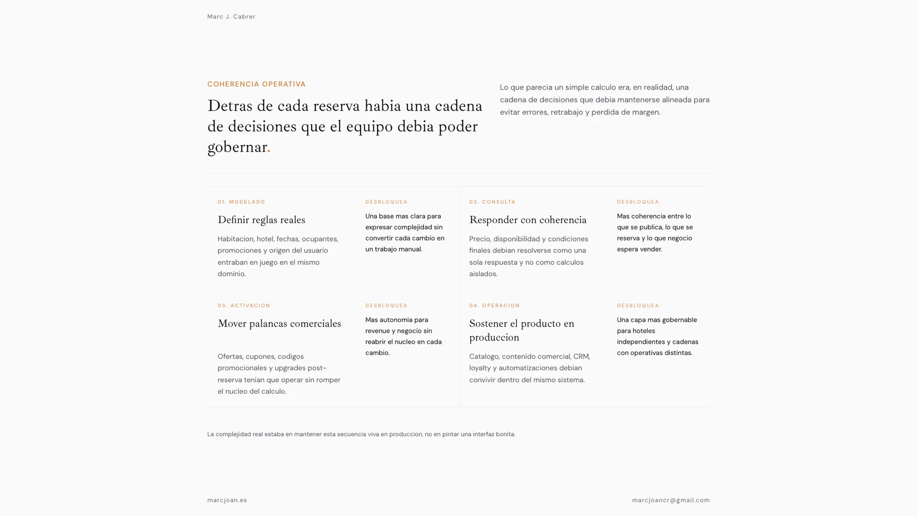 Slide exportada sobre la cadena de decisiones que sostiene cada reserva en un motor hotelero.