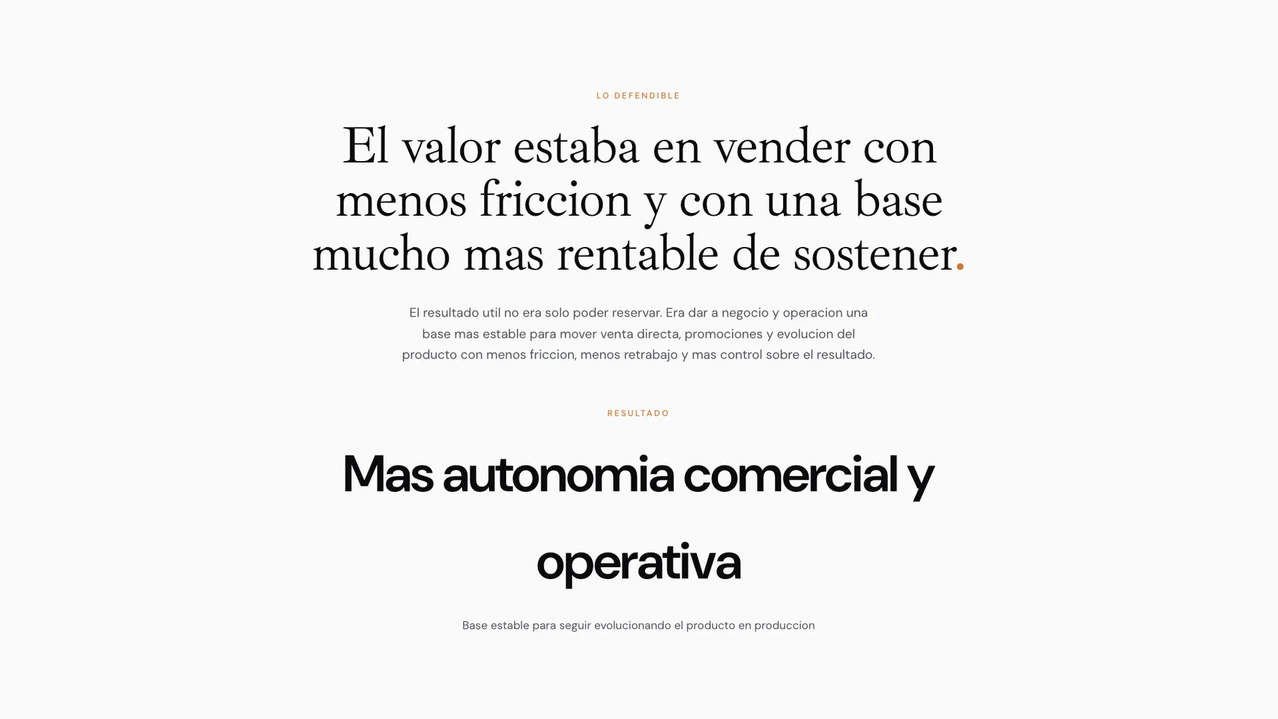Slide exportada de cierre sobre la autonomía comercial y operativa que aporta el producto.