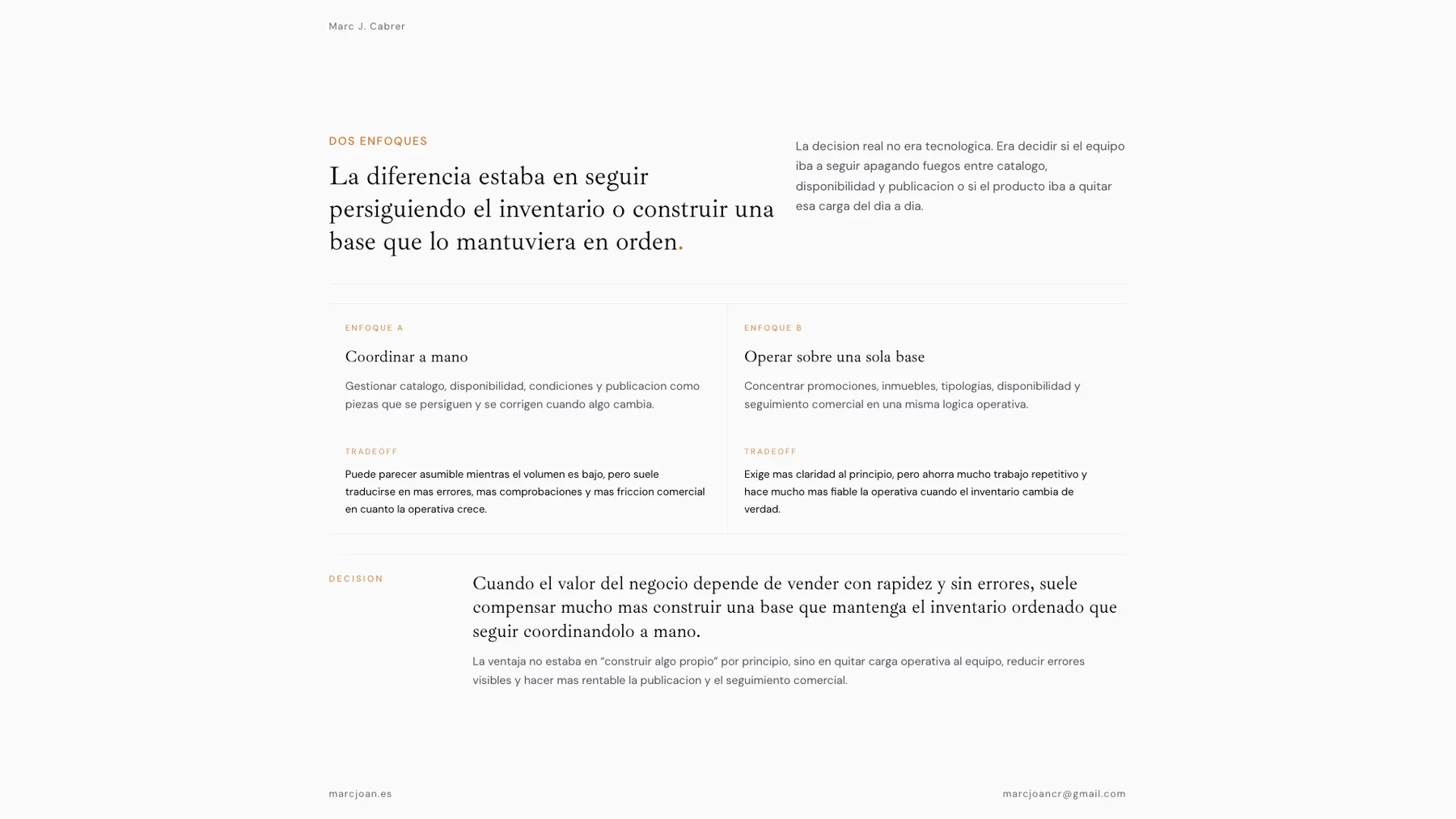 Slide exportada que compara coordinar a mano el inventario frente a mantenerlo ordenado desde una sola base.